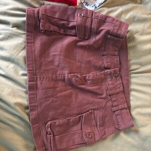 Brown Mini Skirt with Pockets